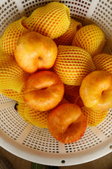 Rainbow Nectarines from Yimeng Mountain Shandong in Mesh Packaging Basket