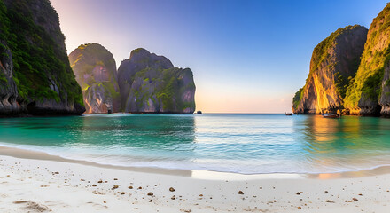 Railay Beach limestone cliffs and turquoise bay - Krabi Thailand coastal landscape