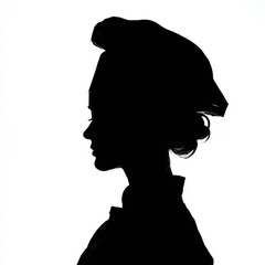 Woman Chef Silhouette. Elegant Profile Contour of Female Chef's Face