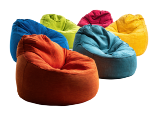 Colorful bean bags for cozy living spaces home stylish isolated on transparent background