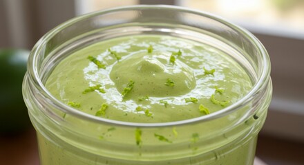 Creamy Green Lime Sauce in Glass Jar