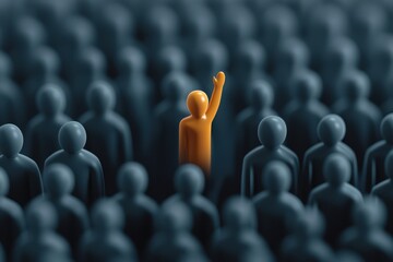 Unique Individual in Crowd of Identical Figures Representing Uniqueness