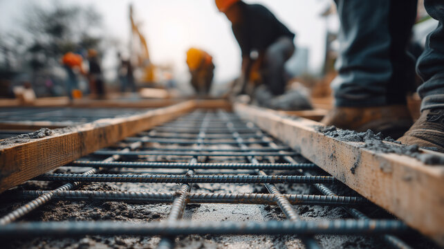 Zbrojenie terenu pod budowę &ndash; majstrowie przygotowują fundament