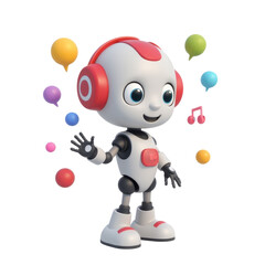 Robot learning with machine learning symbols playful environment cartoon illustration
