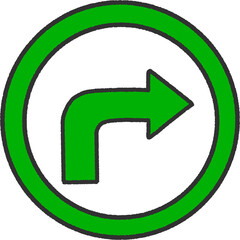 Green Right Turn Traffic Sign – Cartoon Direction Arrow Road Icon