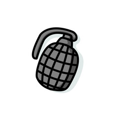 Hand grenade military weapon isolated on white background. Army bomb vector illustration