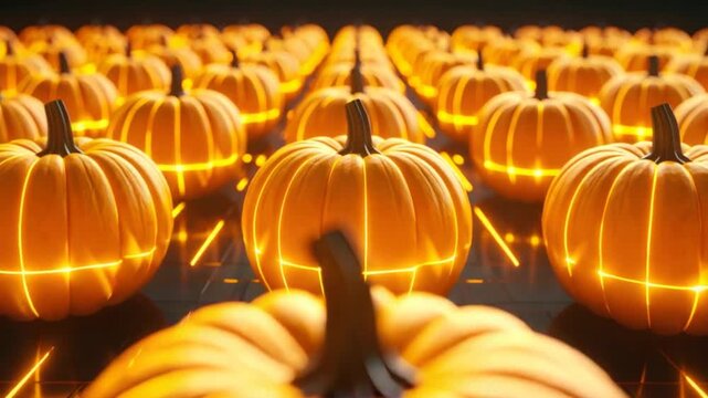 Glowing pumpkins grid pattern