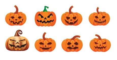 Halloween pumpkin set vector illustration