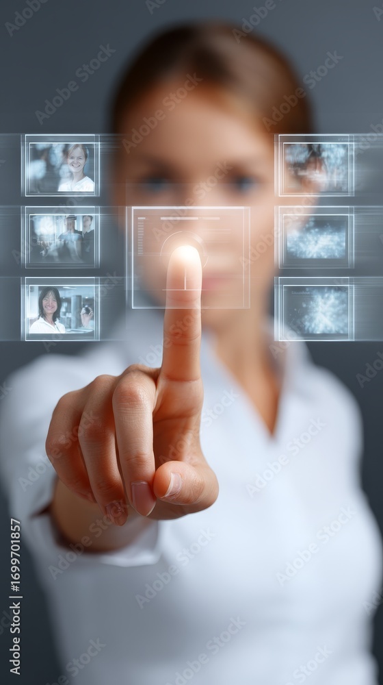 Poster woman engaging with interactive display, a comprehensive guide to touchscreen technology and user ex