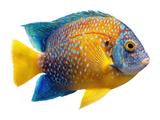 Colorful fish swimming in coral reef underwater scene vibrant life isolated on transparent background