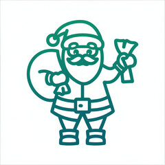 Fototapeta premium Santa Claus holding gift bag in cool ocean-inspired illustration