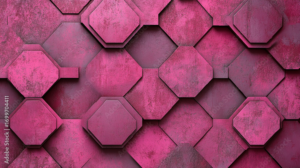 Poster pink octagonal geometric pattern textured background abstract design
