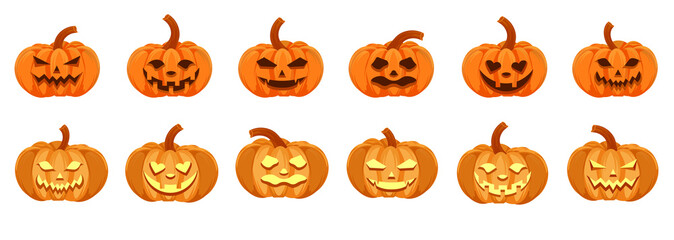 Halloween pumpkin set Png