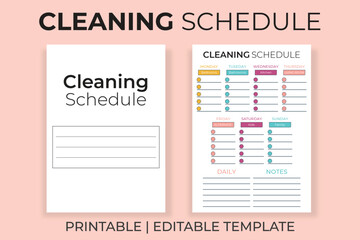 Cleaning Schedule Printable and Editable Template