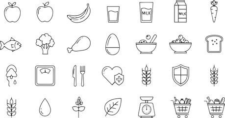 set of vector icons of food