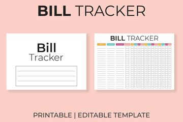 Bill Tracker Printable and Editable Template