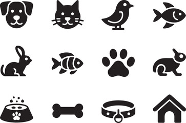 Collection of Pet Icons for Animal Lovers and Pet Businesses