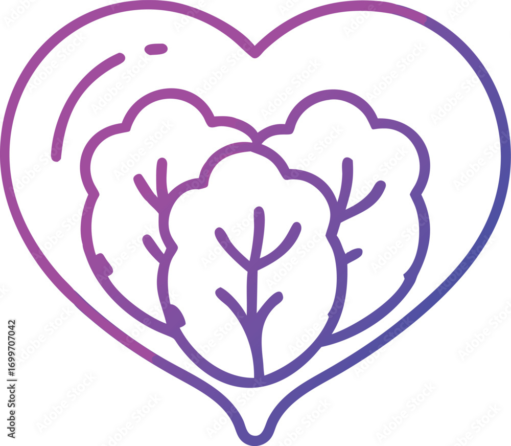 Poster gradient vector icon of brassicas forming a heart shape..