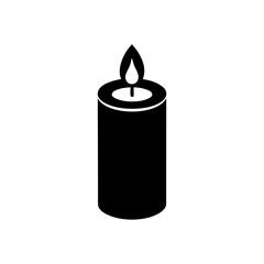 Candle with a flame icon on transparent background silhouette