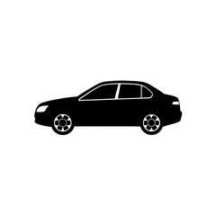 Silhouette of a sedan car on transparent background