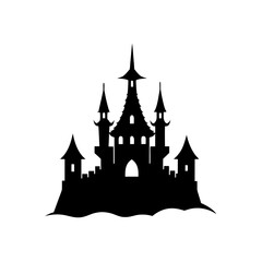 Obraz premium Silhouette of dark castle on transparent background