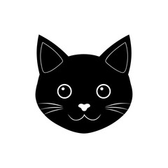 Simple black cat drawing on transparent background silhouette