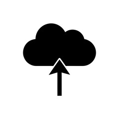 Cloud upload simple icon on transparent background silhouette