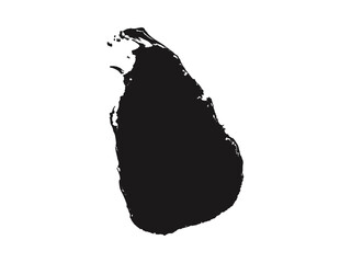 Sri Lanka Map  Black and White Outline Graphic