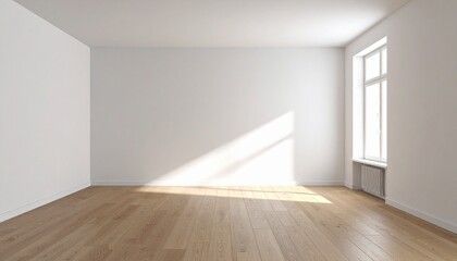Obraz premium Bright Empty Room with Hardwood Floor and Sunlight