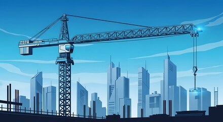 construction crane city skyline urban development progress