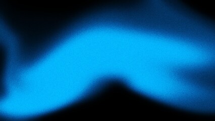 Abstract blue light painting with grainy texture on a dark black background