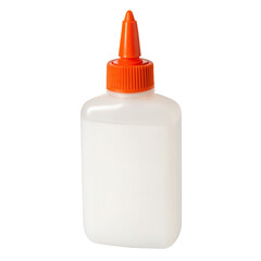 White glue bottle with orange cap for arts and crafts projects and adhesive applications