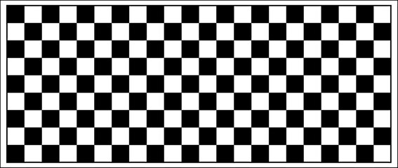 Fototapeta premium white and black checkered flag for racing background and texture. 3d illustration banner. extreme widescreen ratio. modern art 3d illustration