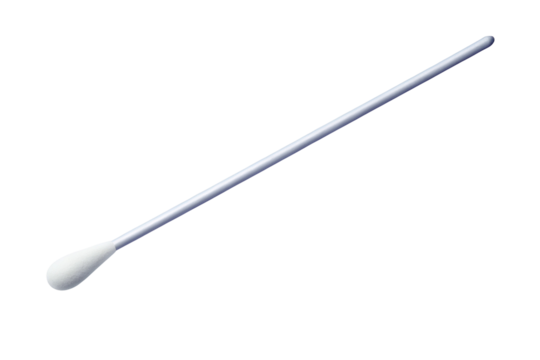Cotton swab isolated on black background for ear cleaning and medical hygienic personal care