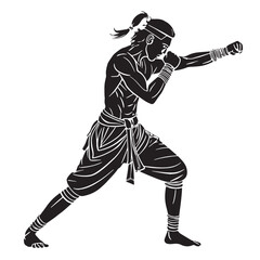 Black karate Silhouette Vector, High Quality Illustration on White Background