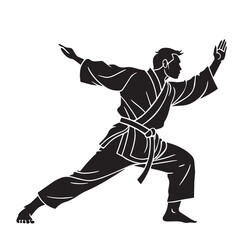 Black judo japan Silhouette Vector, High Quality Illustration on White Background
