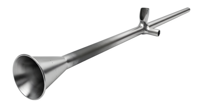 Silver enema isolated on transparent background, representing medical procedures, healthcare, and hygiene in a clinical and sterile environment