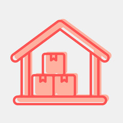Icon warehouse. Export import elements. Icon in two tone style.