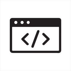 Web Code silhouette vector with white background