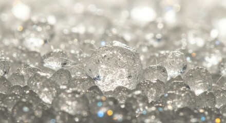 Close-up of Sparkling, Transparent Crystals with Subtle Light Effects