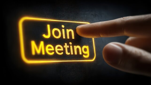 Finger pressing join meeting button