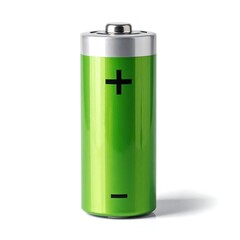 Green AA Battery Power Source Isolated on White Background.