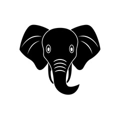 Elephant head simple art on transparent background silhouette