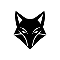 Stylized fox head icon on transparent background silhouette