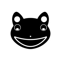 Black frog face silhouette on transparent background
