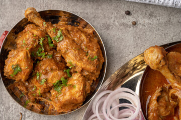Chicken Kohlapuri is spicy Maharashtrian delicary of tender boneless chicken cooked with aromatic roasted ground spices and coconut. India food.