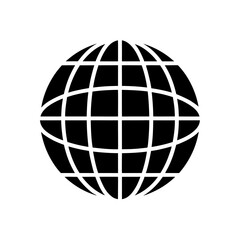 Black globe with gridlines on transparent background silhouette