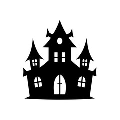 Silhouette haunted house on transparent background