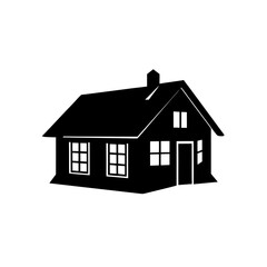 Silhouette house simple on transparent background