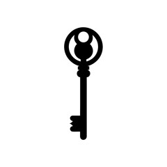 Silhouette of a black key on transparent background